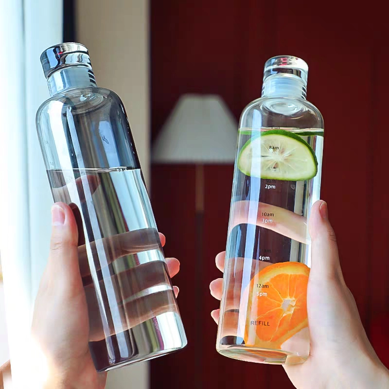 Glass Water Bottles With Time Scale